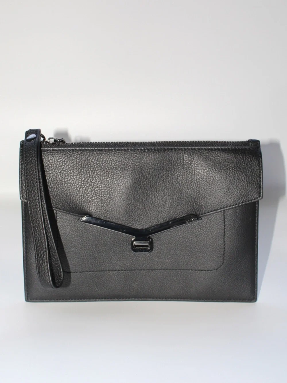Botkier NY - Brand New Black Pebbled Leather Valentina Flap Clutch / Wristlet